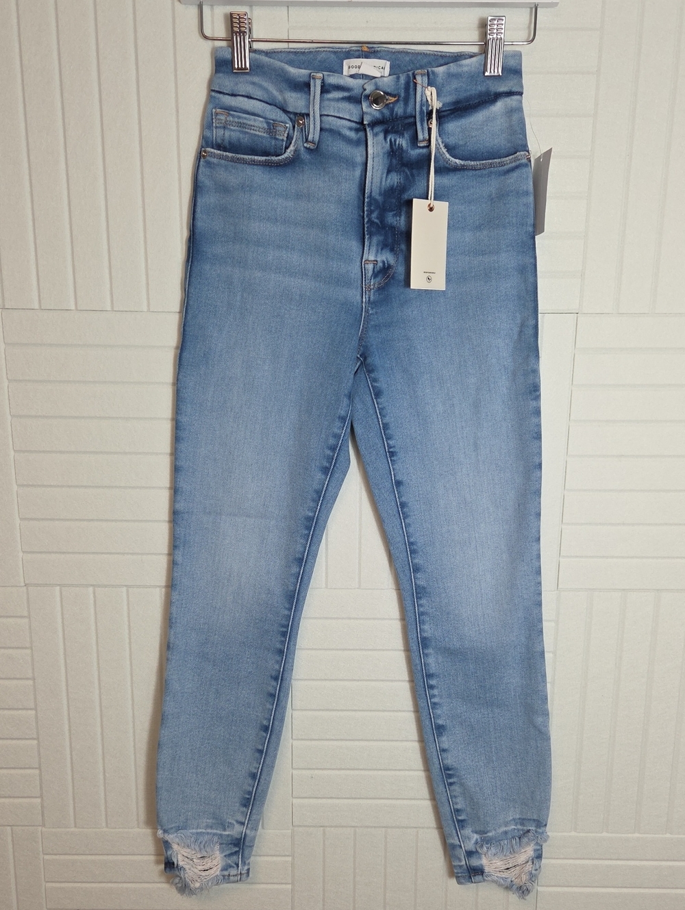 Good American Distressed Hem Skinny Jeans Size 0/25